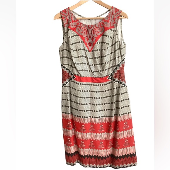 Bravissimo Pepperberry Dress Super Curvy Viscose Red Grey UK 12 Geo Print Lined - Picture 6 of 8